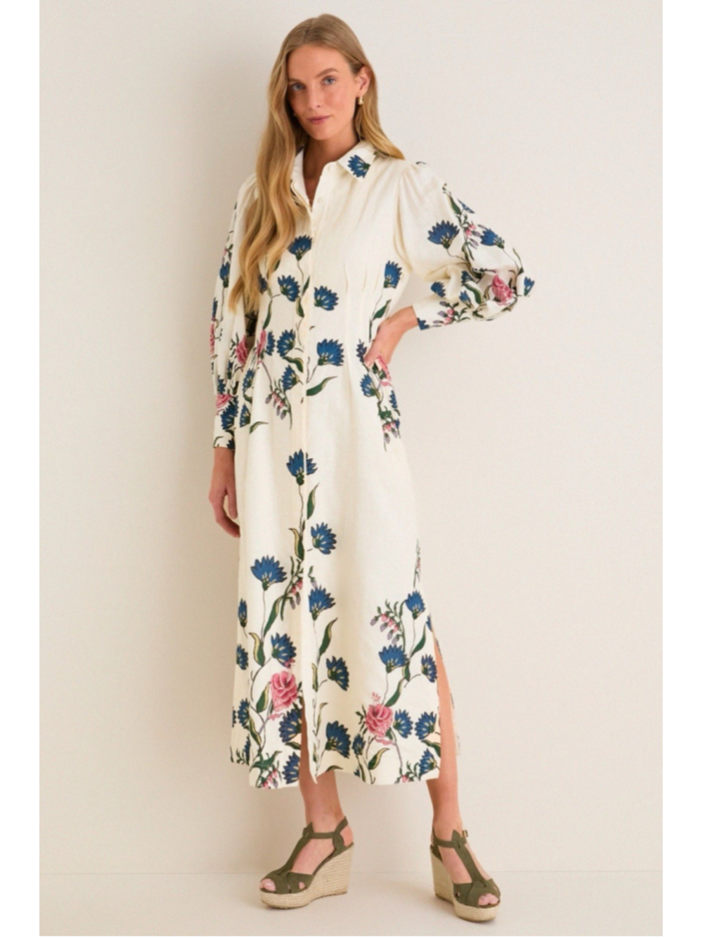 Tuckernuck Belle Bouquet Cotton Linen Therese Puff Sleeve Dress No Belt Garden - Picture 2 of 11